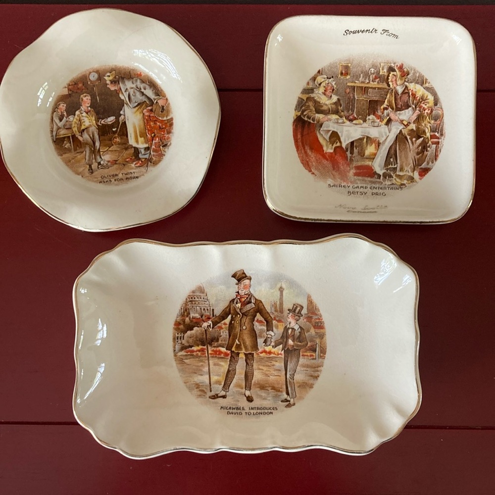 Vintage Charles Dickens Sandland Ware Small Plates  - Lot of 3